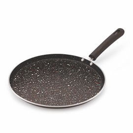 AmericanStandard Premium Nonstick 11" / 12" Crepe Pan with 4MM Thickness, 5 Layers Coating, PFOA Free, For all type of cooking top, Free Spoon - Black (11)