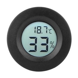 Room Hygrometer Thermometer, Mini Circular Embedded Digital LCD Moisture Temperature Meter Indoor for Ministry of Interior Nursery (Black)