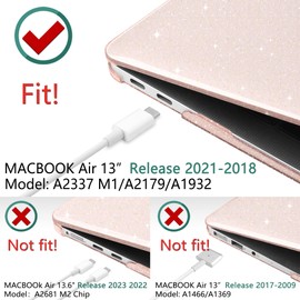 DONGKE for MacBook Air 13 inch Case 2021-2018 Release A2337 M1 A2179 A1932, Bling Plastic Hard Shell Case & Keyboard Cover Only Compatible with MacBook Air 13 inch Retina Fits Touch ID, Starlight