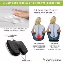 Comfysure Memory Foam Car Seat Cushion Lower back support pillow - Black