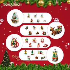 Forauzon 2024 Advent Calendar Christmas Building Set,Christmas Building Set,Each Compartment has A Different Christmas Surprise Toy, The for Kids(Style-C)