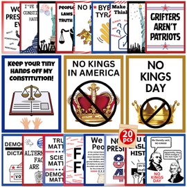 20Pcs No Kings Day Protest Law is King Political Posters Bundle Hands Off Protest Posters Social Security and Medicare No Kings Day Printable Signs for Political Rallies Marches Resist Themed Event