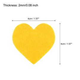MECCANIXITY Felt Heart Shape Heart Pom Pom Valentine's Day Hearts Craft 1.6Inch x 1.6Inch for Home Decor Party Crafting Art, Yellow, Pack of 100