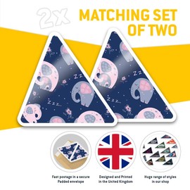 2 x Triangle Stickers 10cm - Sleepy Elephants Pattern Baby Animal Cute Laptop Tablet Luggage Scrapbook #46311