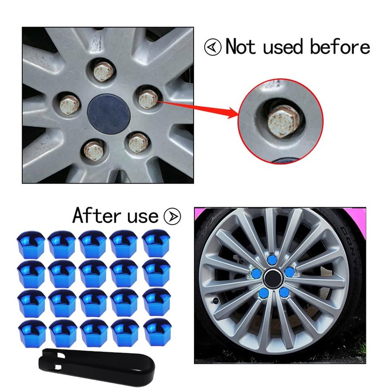 Nihfien 20 Pcs Wheel Lug Nut Covers, 19mm Universal Anti-Rust
