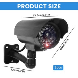 Sporgo Kamera Attrappe 3 Stück: Dummy Überwachungskamera Außen mit LED Licht Rot Blinkender, Atrappe Überwachungskamera Fake Kamera Sicherheitskamera für Innen und Außenbereich (Schwarz)