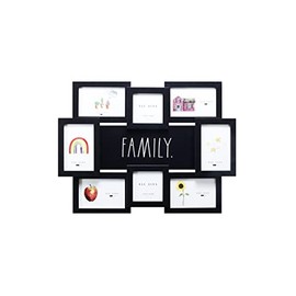 Rae Dunn Collage Picture Frames - Multiple Photo Frame for Wall Decor - Modern Contemporary Design Style - 8 Picture Frame Collage to Display Photos of Family, Couples, Best Friends - Black