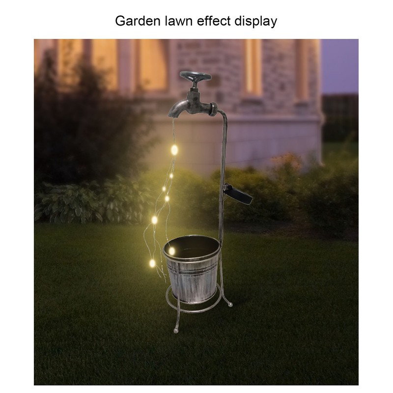 Lawn Lamp Solar Outdoor Waterproof Metal Faucet Durable Light Statue