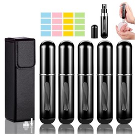Mini Atomizador de Perfume Rellenable, 5 Piezas, Portátil Botella de Perfume Para Viaje Recargable para Mujer y Hombre, con Funda y Adaptadores