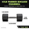 Rubber Coated Dumbbell - No Roll Design Easy-Grip Steel Knurled