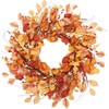 VGIA 18 Inch Fall Wreath Fall Leaves Wreath Autumn Wreath for Front Door Artificial Autumn Wreath with Cape Gooseberries and Berries Fall Decorations with Fall Plants for Home Wall and Window