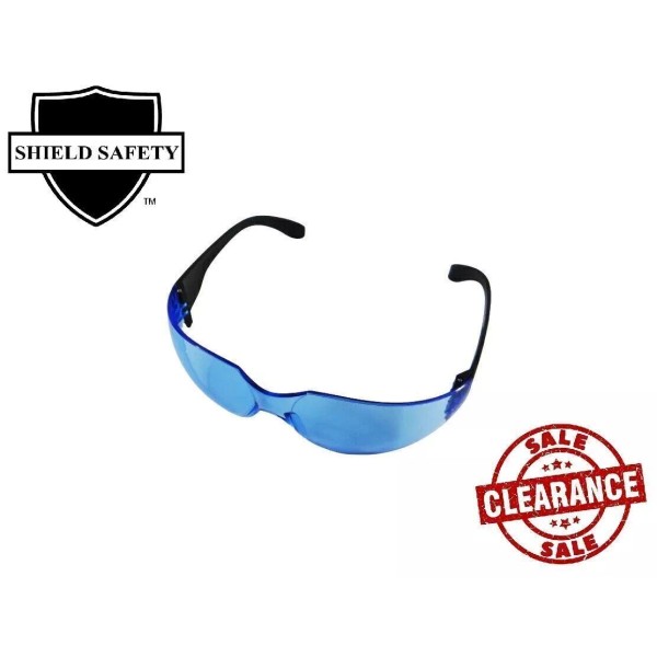 MedicalMartByMail Shield Safety Blue Lens Safety Glasses Wrap Around Anti