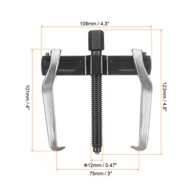 sourcing map 2-Jaw Gear Puller 3 Inch Carbon Steel Separate Lifting Device Two Claws Puller Internal External Removal Tool with Reversible Jaws for Gears Pulley Flywheel Bearings