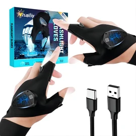 Led Flashlight Gloves Gifts for Men Dad, Handy Cool Gadgets,Led Gloves for Mechanic Car Guy Repairing, Fishing, Camping (Blue)