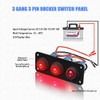 KEING 3 Gang Toggle Rocker Switch Panel Red LED Breaker