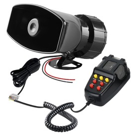 12 V 7 Tone Car Siren, Car Siren Vehicle Horn, Car Siren Horn 100 W Used for Alarm Calls for All 12 V Vehicles Truck Trains Boats Cars Vans 2.4a Abs, Calibre 158 x 85 mm, Black