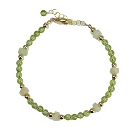 Kathy Bankston Handmade Adjustable Green Peridot Prehnite Bracelet with Gold Filled Bead Accents