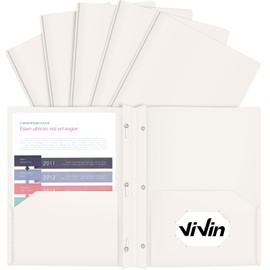 ViVin 12-Pack Sturdy Plastic Folders with Pockets and Prongs, 2 Pocket Folders with 3-Prong Fasteners, Holds 8.5 * 11 Letter Size Paper, for School, Home and Office (White)