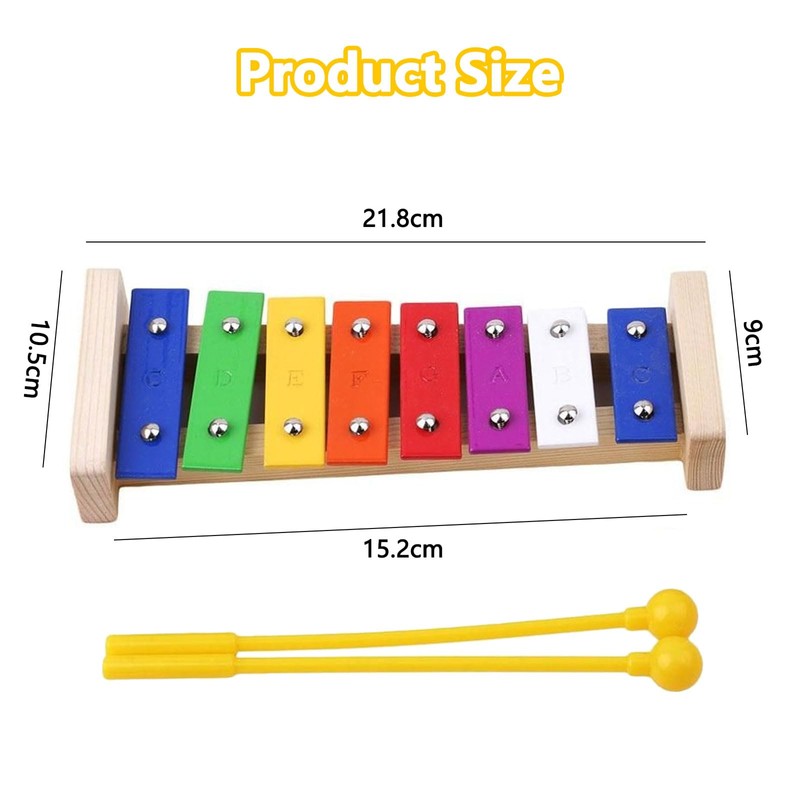 Goviox Xylophone for Children, Xylophone, 8 Tones Wooden Colourful Xylophone,