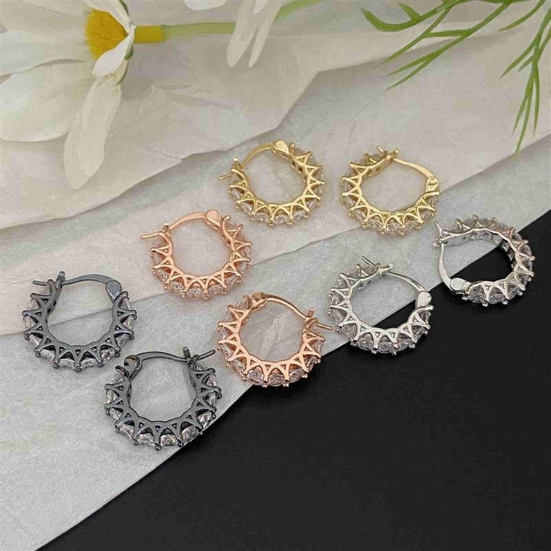 HUGE TOMATO U-shaped Hoop Earrings Zircon Lace Earrings with S925