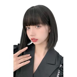 GAIBMAX - Pelucas para mujer cabello aspecto natural, pelucas para mujer cabello corto, peluca corte Bob con fleco, pelucas sintéticas de fibra de alta calidad