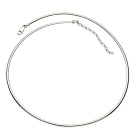 Sterling Silver Flat Oval Domed 2.7mm Omega Chain Necklace Italy 16"+2" Extender