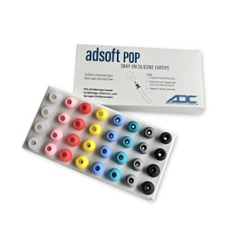 Adsoft POP Snap-On Silicone Eartips for ADC Adscope Stethoscopes, 16 Pairs, Large and Small, in 8 Colors: White, Pink, Red, Yellow, Periwinkle, Turquoise, Gray, Black