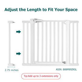 BABELIO Metal Baby/Dog Gate Extender, 2.75inch (7cm) White Pet Gate Extension, Extra Wide Pet Gate Accessories for Stairs & Doorways, NO Need Tools NO Drilling,30" Tall