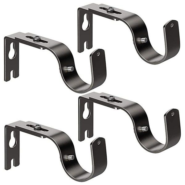 Retoteng Curtain Rod Bracket, Set of 4 Adjustable Black Heavy