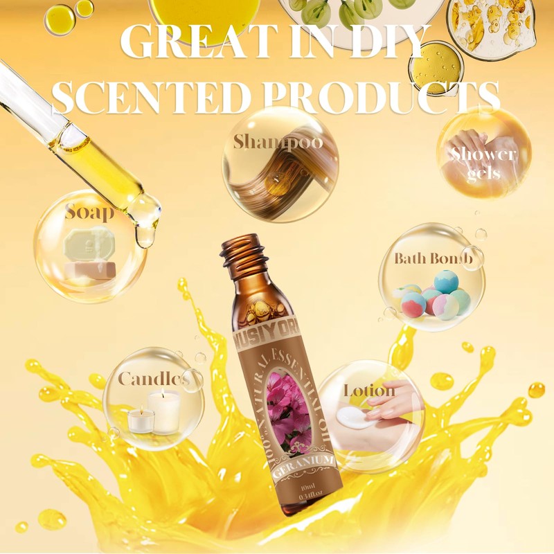 wusiyork Geranium Essential Oil 10ML - 100% Pure and Natural