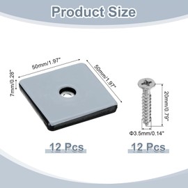 sourcing map 12Pcs Screw on Furniture Sliders, 1.97"(50mm) Square Furniture Glides Sliders, Chair Leg Sliders Floor Protectors Pads, Furniture Pads with Screws for Chairs, Cabinets, Light Blue