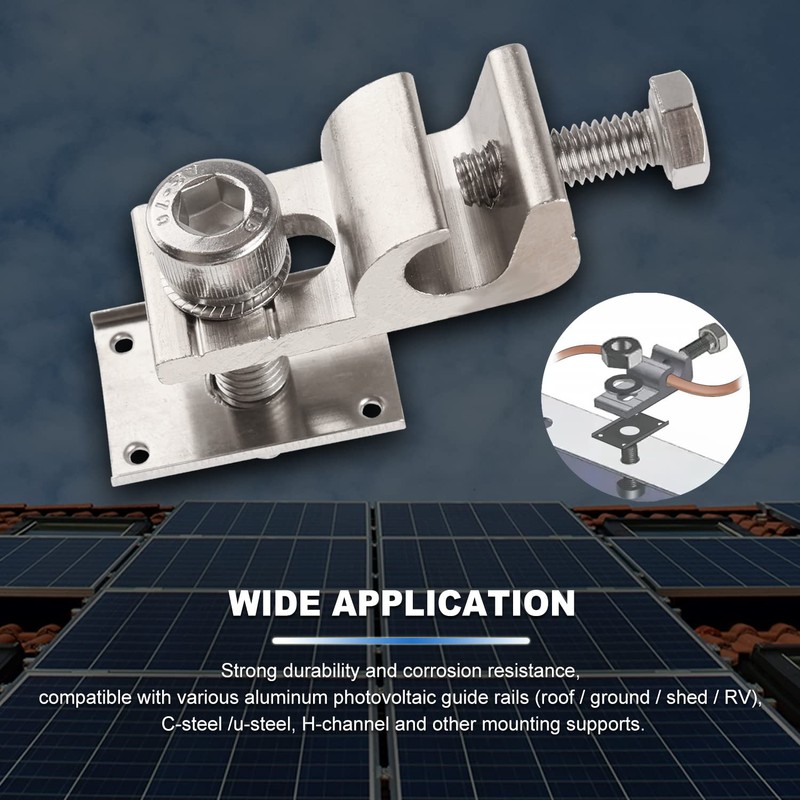 EVARSOL Solar Grounding Lugs Nickel-plated Lay-in Lugs Ground Wire Clamps