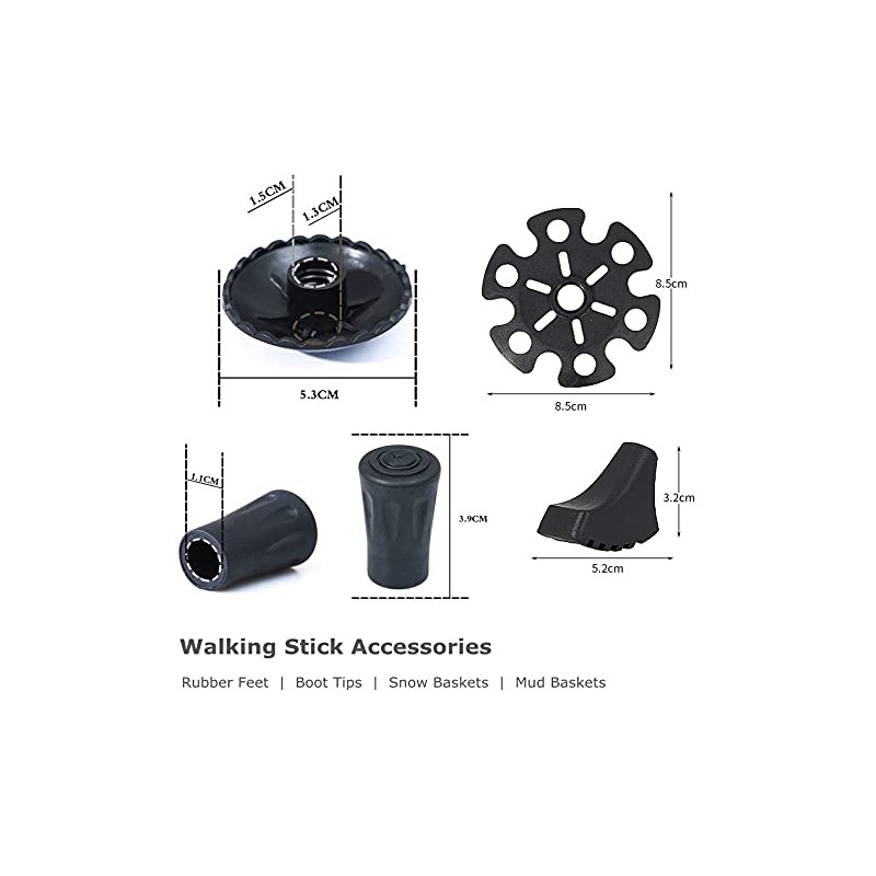 Walking Stick Tips Rubber 4 Pack Trekking Pole Tips Replacement