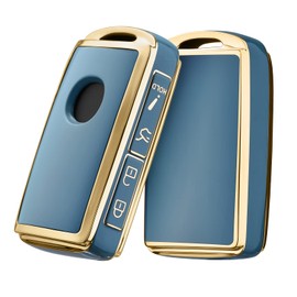 ELOHEI for Mazda Key Fob Cover Case, Soft TPU Key Fob Case Protector Holder for 2020 2021 Mazda CX5, CX30, CX9, 2019 2020 2021 Mazda 3, Mazda 3 Hatchback (Gold Edge Grey)