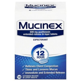 Mucinex 12 Hr Chest Congestion Expectorant, Tablets, 100ct (Pack of 3)