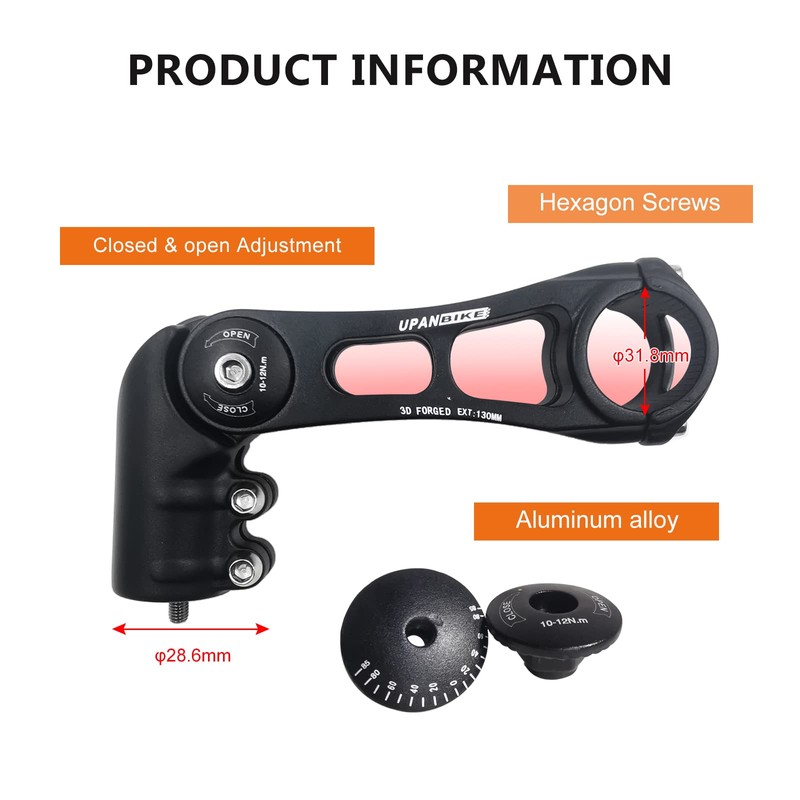UPANBIKE Bike Stem Adjustable Bicycle Stem 31.8mm 130 Degree 75mm