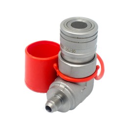 90 Degree Female Flat Face Skid Steer Hydraulic Quick Connect Coupler, 3/8″ JIC Male Thread
