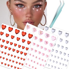 nooepc NOOEPC Heart Rhinestones Self Adhesive Face Gems Sticker Acrylic Heart Gems for Face Heart Stickers, Gem Stickers Heart Rhinestone Sticker for Valentine's Day DIY Crafts Party Decoration