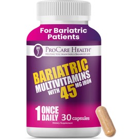 ProCare Health Bariatric Multivitamin with Iron 45mg (30 Easy to Swallow Capsules) - Post Op Bariatric Vitamins for Gastric Bypass Pills for Sleeve Patients, Sustain Recovery & Energy (1 Month Supply)