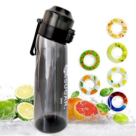 ECENUR Water Bottle, Tritan Sports Water Bottle with Scent Rings 22 Oz (Black+6 Pods)