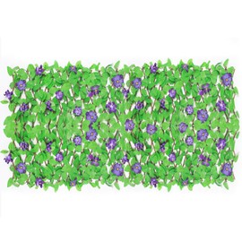 Expandable Fence Privacy Screen for Balcony Patio Outdoor, Faux Ivy Fence Privacy Screen with Artificial Flower,Faux Ivy Vine Leaf Decoration for Balcony, Patio, Garden, Backyard Greenery Wall Decor