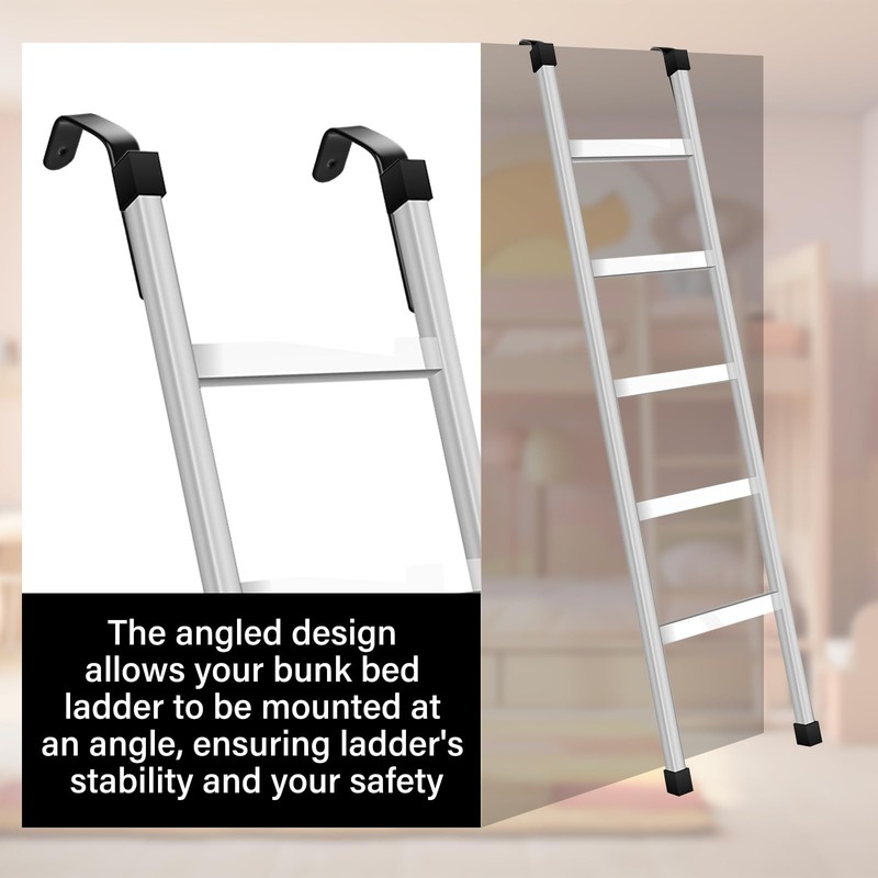 4 Set Angled Bunk Bed Ladder Hooks PVC Adjustable Coated