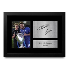 HWC Trading FR A4 Lauren & Reece James Chelsea Gifts Printed Signed Autograph Picture for Football Fans and Supporters - A4 Framed