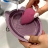 메이크업 퍼프 브러쉬 세척 패드 퍼플 Makeup Puff Brush Cleaning