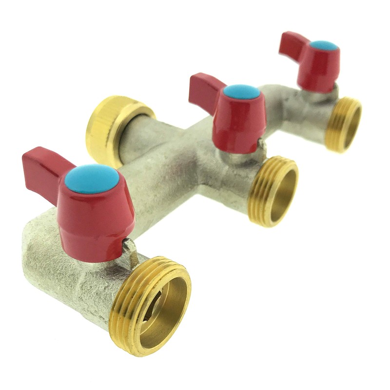 Ventilkappenkönig 3-Way Brass Tap Water Distributor 3 Distributors 3/4 Inch