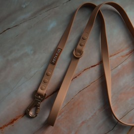 5ft Dog Leash 3/4" Wide Biothane Waterproof Lightweight Tan Ivory Cream Gold Screw Lock Hardware Strong Extra Security Neutral Unisex (Tan Brown)