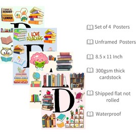 Reading Corner Posters, Library Wall Decor for Classroom & Home Library, Educational Posters for School, Playroom Wall Decor, Classroom Decorations for Elementary, Bulletin Board & Library Decorations