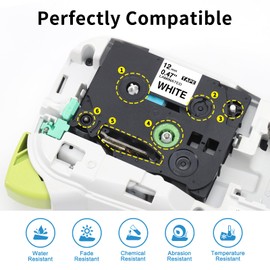 Unistar Unistar kompatibel Schriftband als Ersatz für Brother PTouch Bänder 12mm TZ Tape 0.47 White TZe-231 TZe231 für PT-D400 H105 1010 1000 1280 Beschriftungsgerät, 3er-Pack