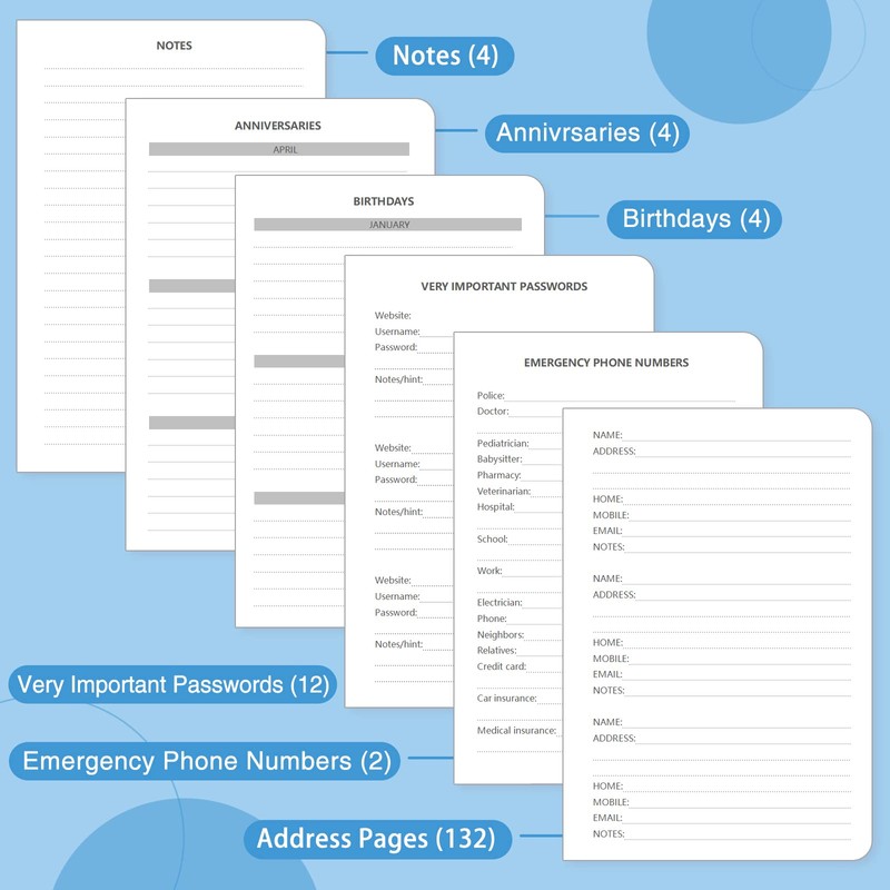 Address Book with Alphabetical Tabs, Hardcover Password Book, Address Organizer