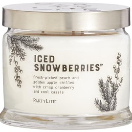 PartyLite 3-Wick Jar Candle, Highly Fragranced Clean Burning Glass Candle, 25-45 Hours Burn Time (Iced Snowberries)